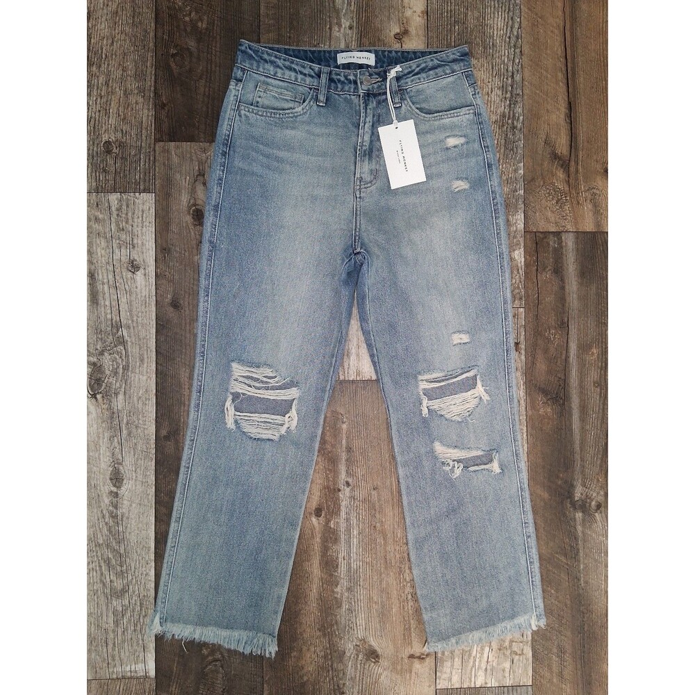 NWT Flying Monkey "Apart" High Rise Mom Jean Y3920 Distressed Straight Cropped - Picture 2 of 12